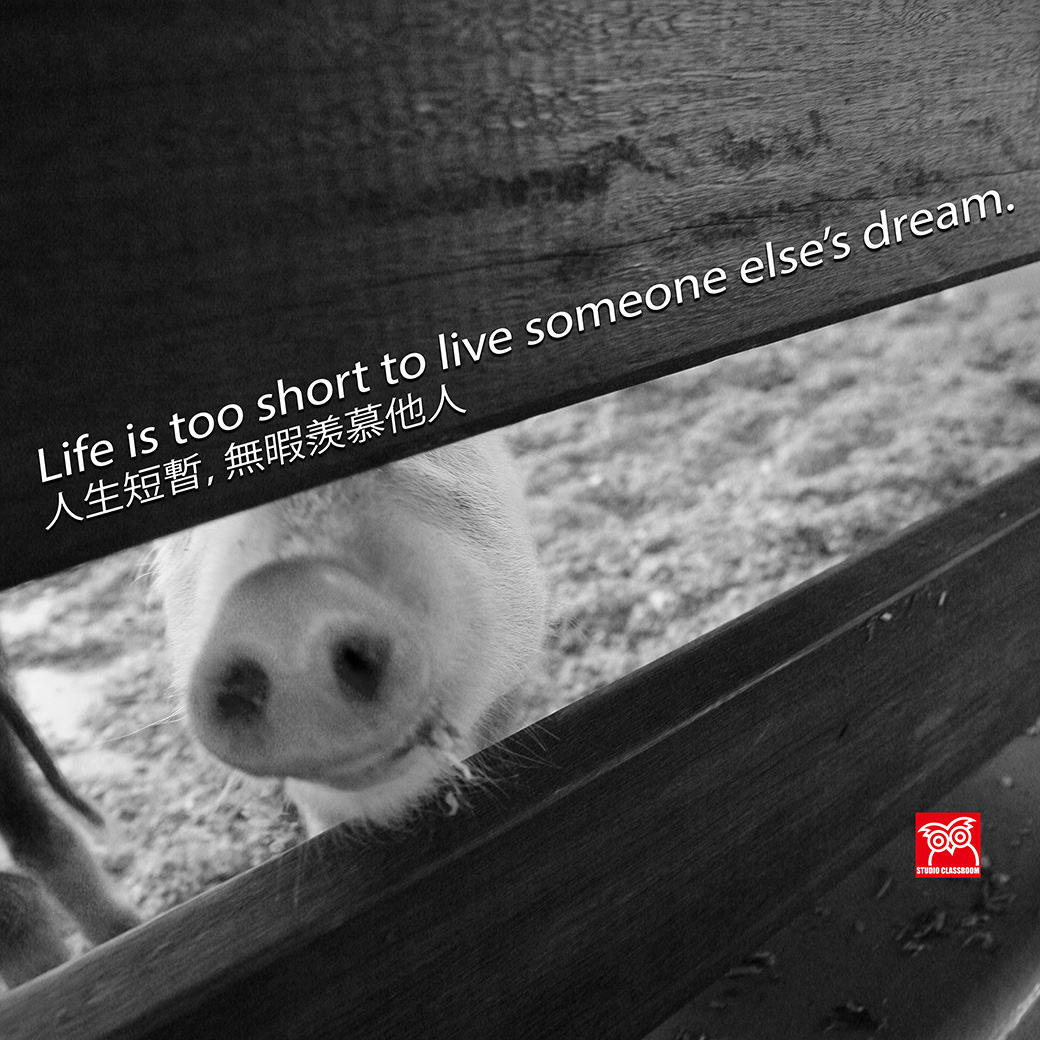 Life is too short to live somone else's dream.