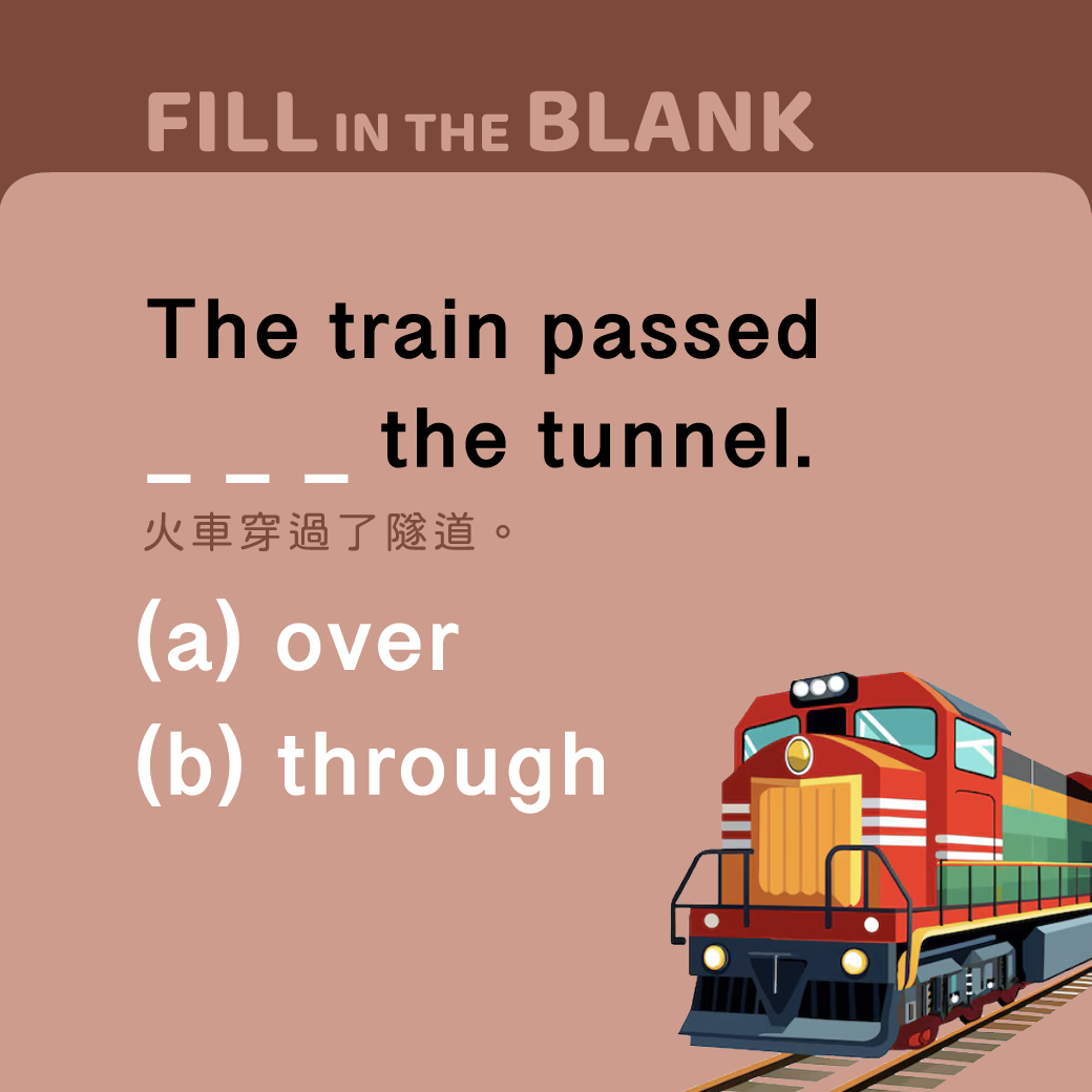 The train passed ______ the tunnel.