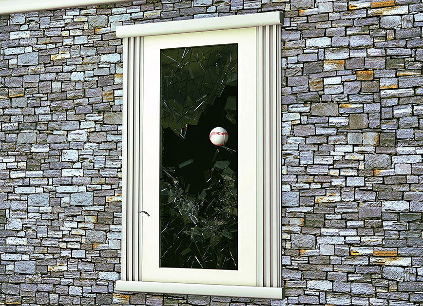 When Evan was playing baseball in the yard, he ______ the neighbor’s window by accident.