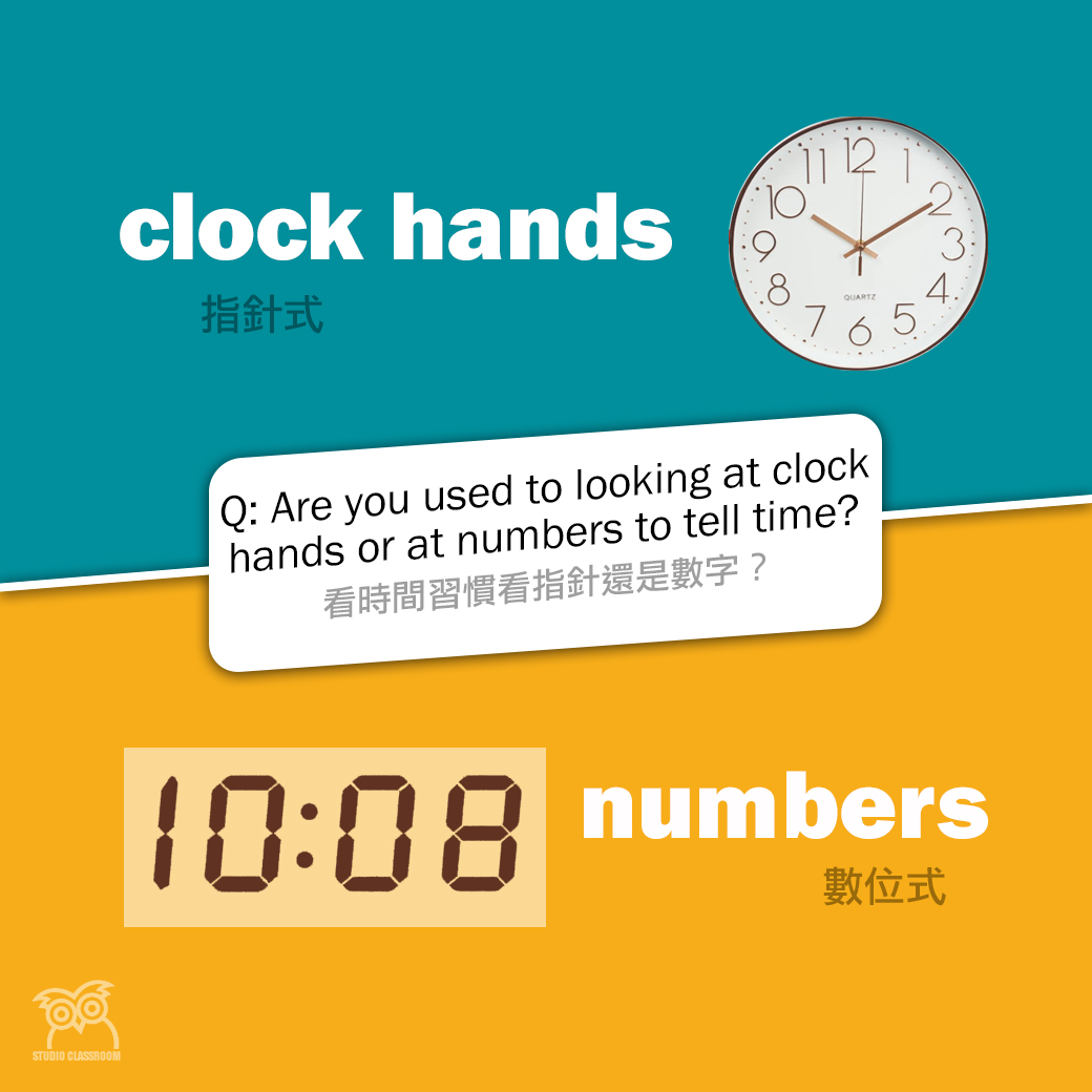 Are you used to looking at clock hands or at numbers to tell time?