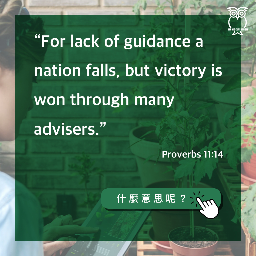 “For lack of guidance a nation falls, but victory is won through many advisers.”-Proverbs 11:14